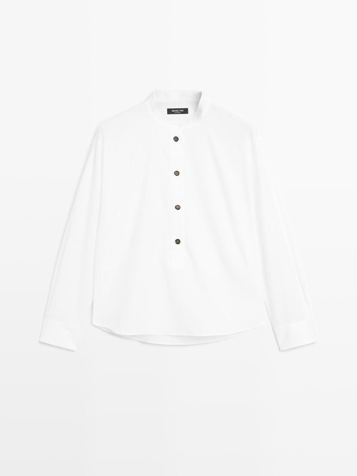 마시모두띠 스탠드칼라 골드버튼 코튼 긴팔 셔츠 5159/959 OFF WHITE - 상품 이미지