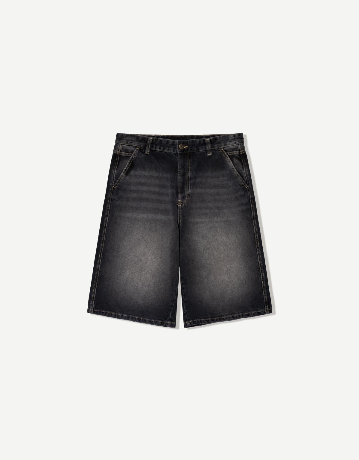 버쉬카 데님 스케이터 버뮤다 팬츠 3333/180 BLACK - 상품 이미지