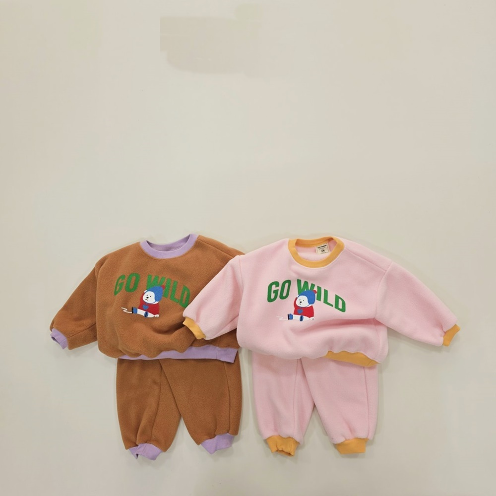 주니어 겨울 상하복 키즈 아동 아기백곰플리스상하세트 소이빈 XS-JM 이미지 7
