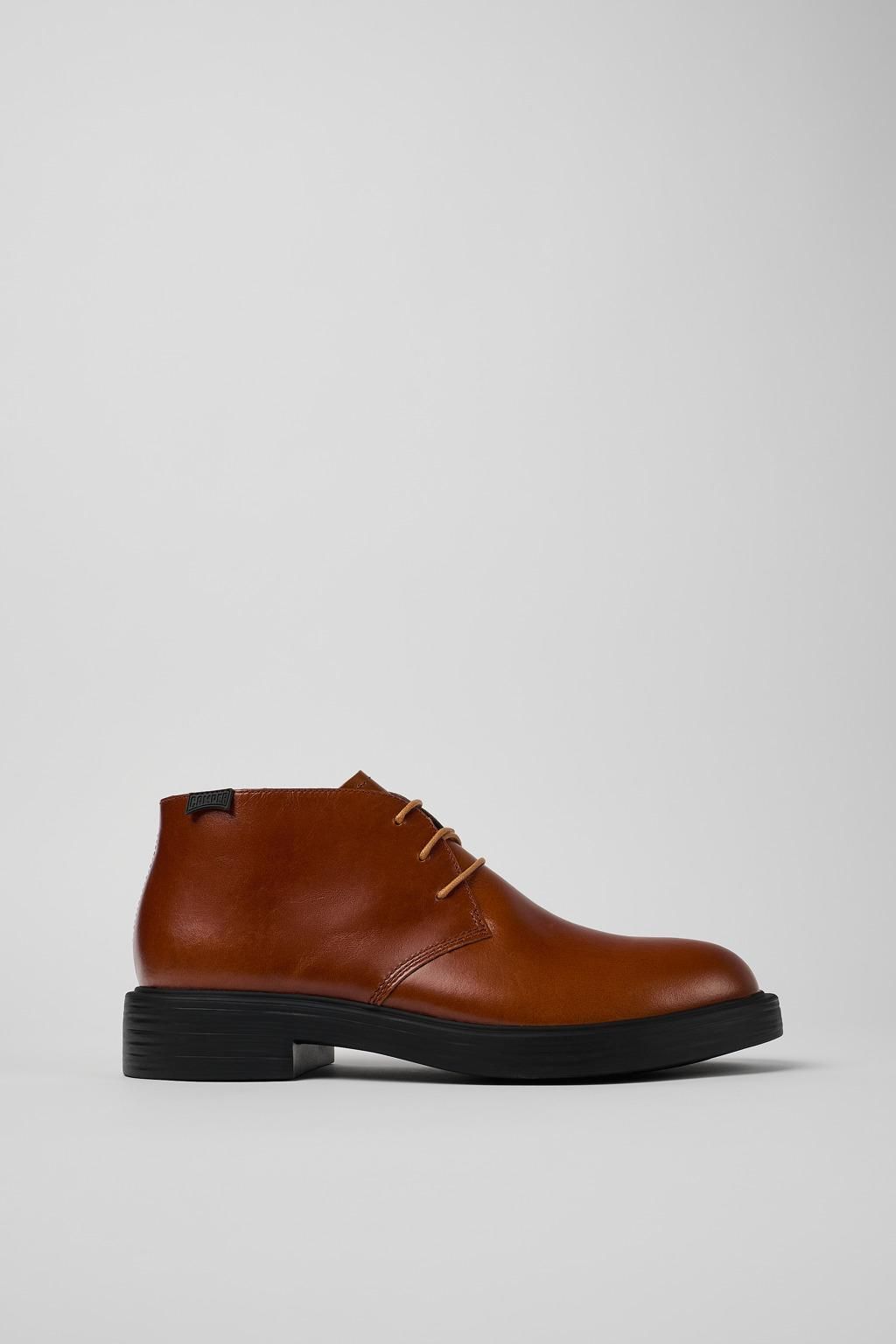 캠퍼 브라운 레더 레이스업 남성 앵클부츠 Dean K300493-002 BROWN - 상품 이미지