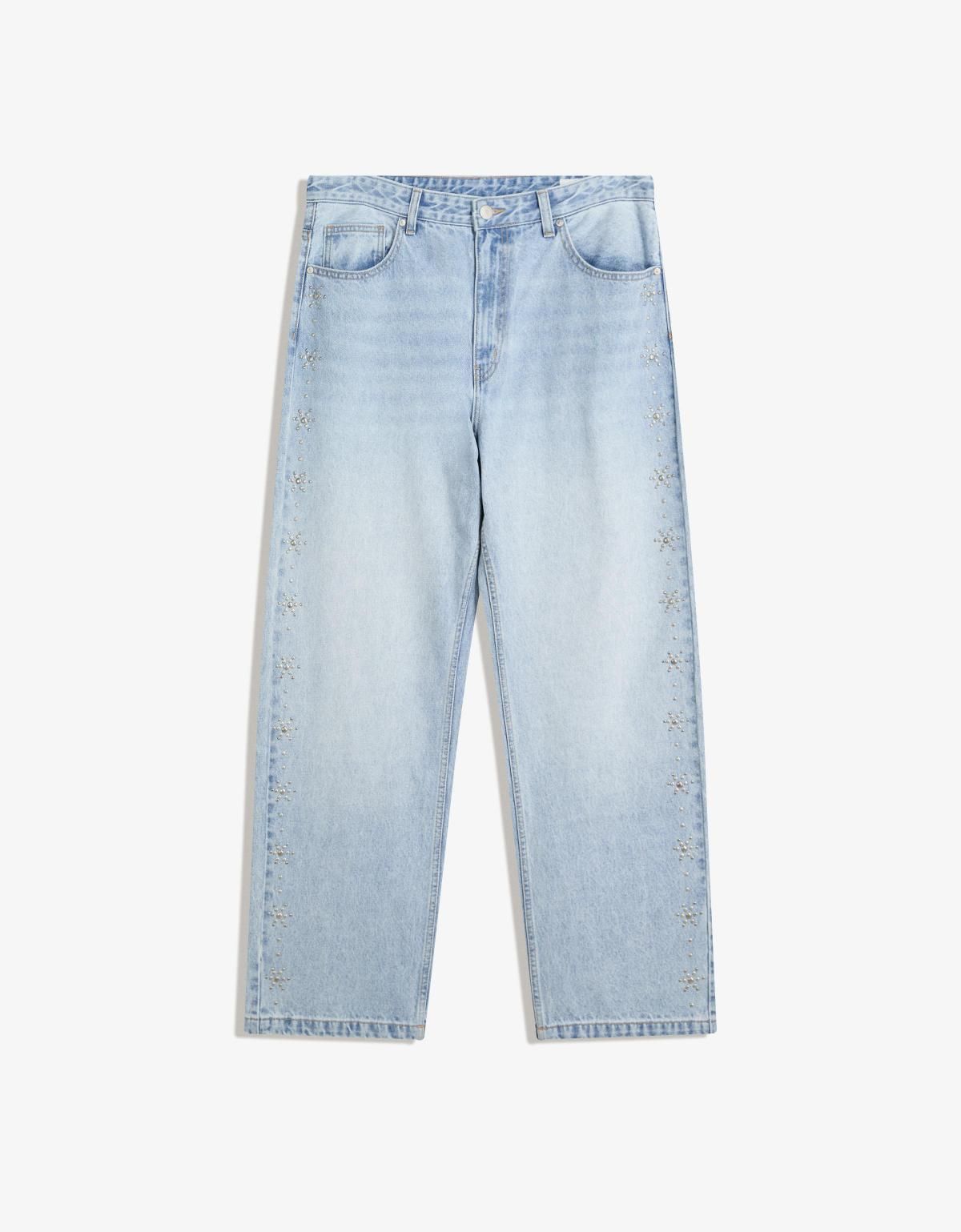 버쉬카 스터드 라이트 데님 배기핏 청바지 5358/156 LIGHT BLUE - 상품 이미지