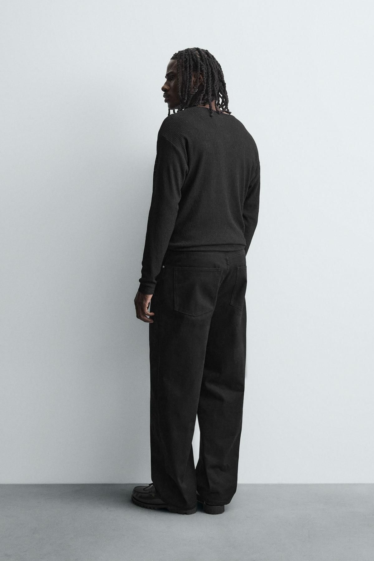 자라 와이드핏 블랙 배기 데님 팬츠 0399/299 BLACK - 상세 이미지 4