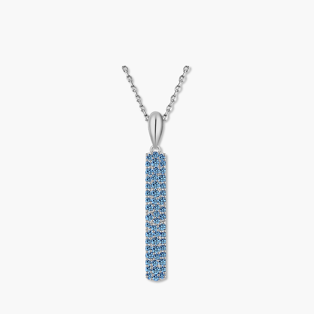 [Color Cubic] 모노그래프 파이퍼 여성 주얼리 큐빅 원터치 바 핑크 블루 데일리 목걸이 Blue - 상세 이미지 3