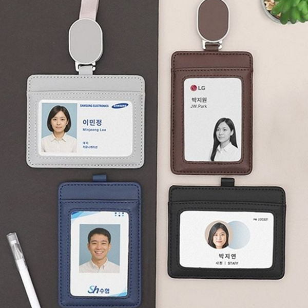 릴홀더 사원증 목걸이 카드 출입증 목걸이 학생증 가죽 - 상품 이미지