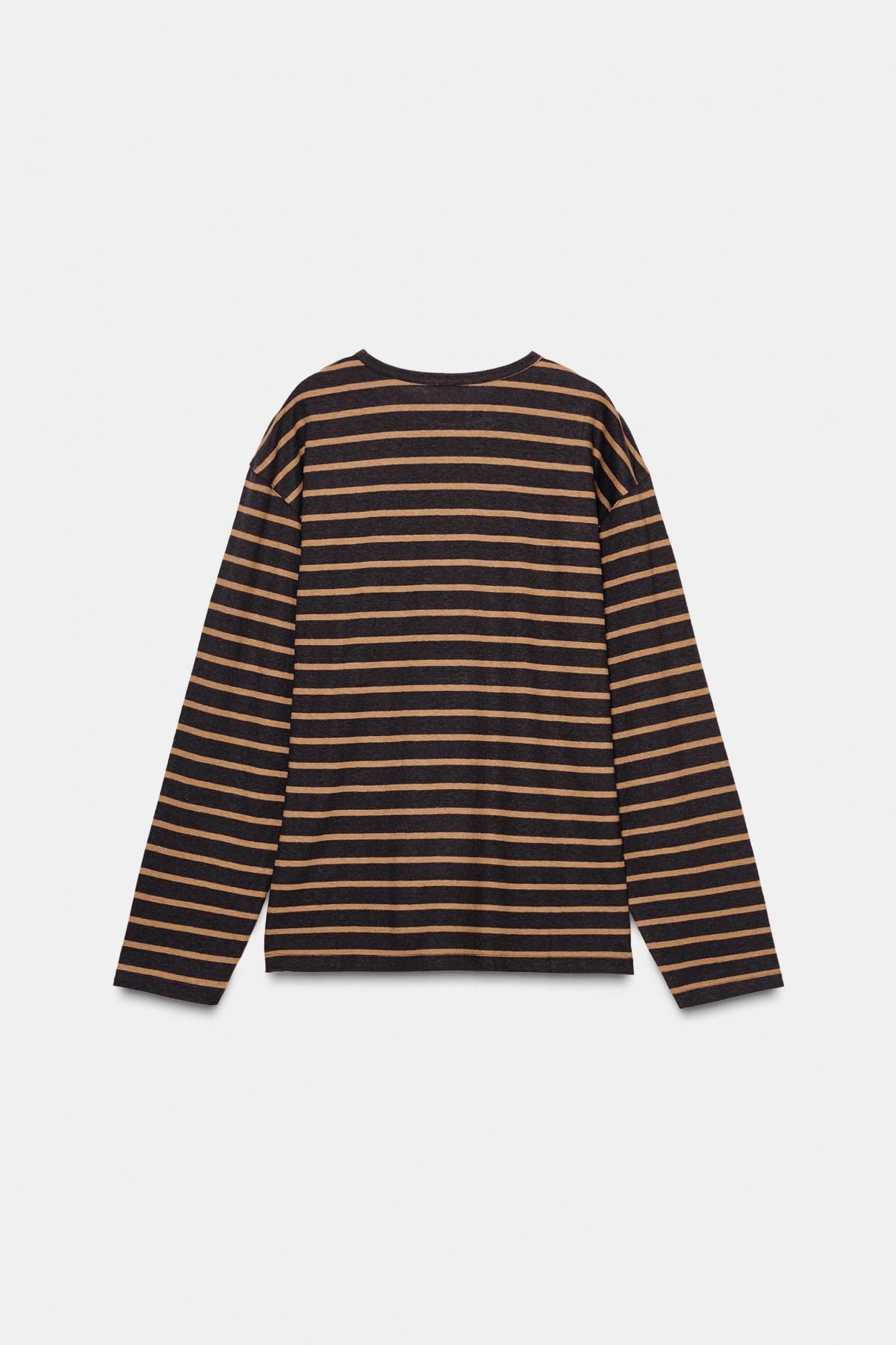 자라 스트라이프 릴렉스핏 린넨 혼방 긴팔 티셔츠 3253/710 STRIPED - 상세 이미지 5