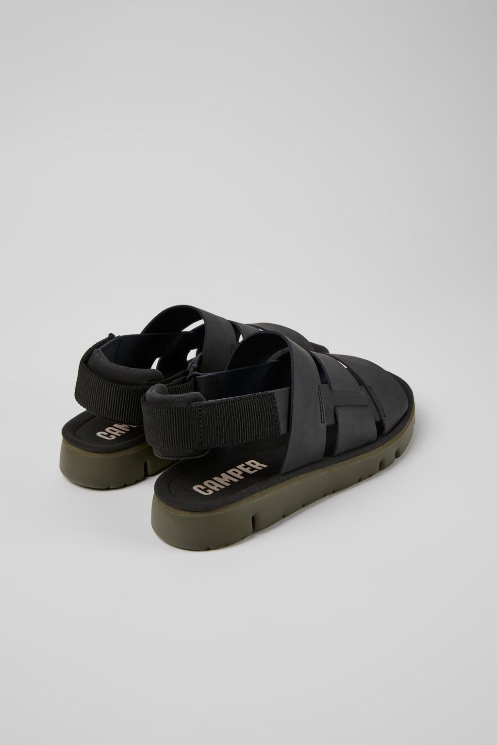 캠퍼 블랙 레더 텍스타일 남성 스트랩 샌들 Oruga K100470-013 BLACK - 상세 이미지 3