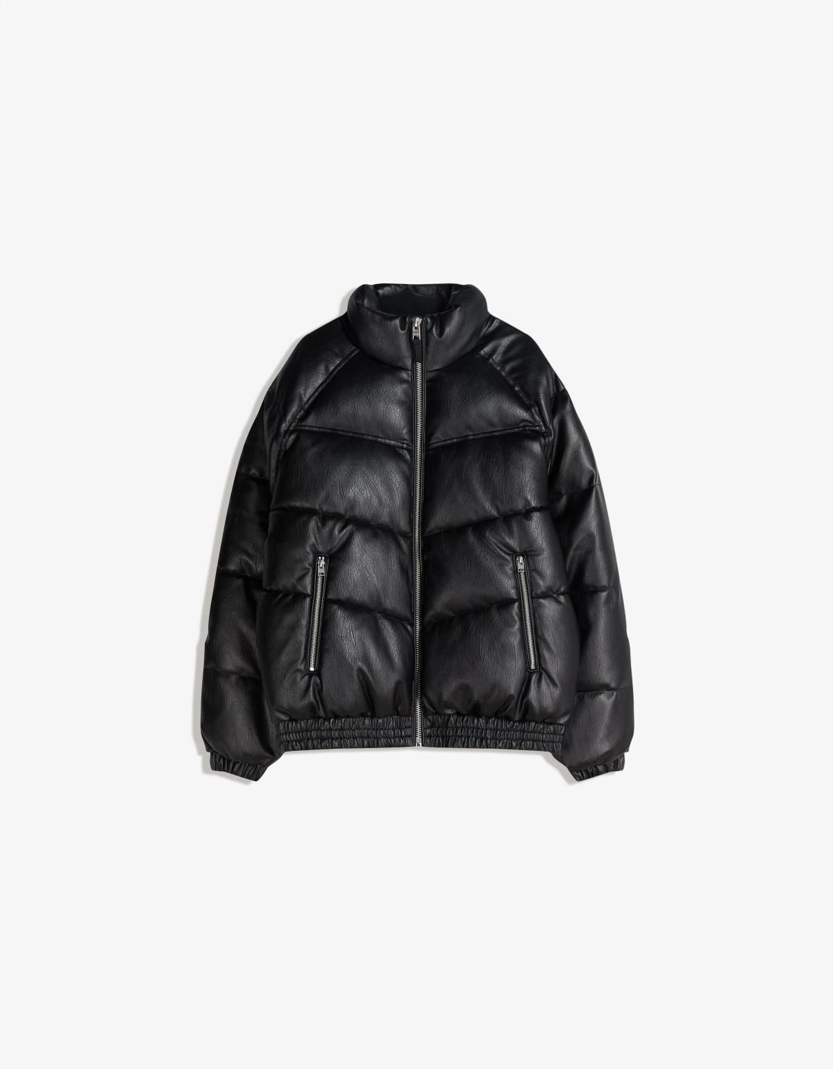 버쉬카 테크니컬 레더 이펙트 패딩 재킷 6811/718 BLACK - 상품 이미지