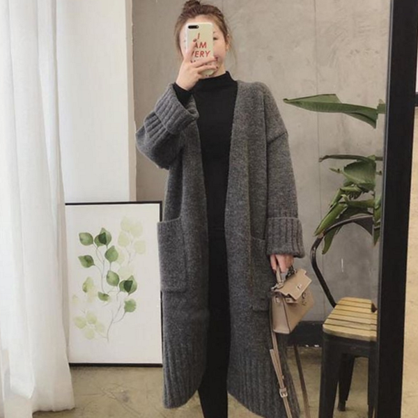 루즈핏 여성 롱 가디건 베이직 여자 롱 가디건 데일리 - 상품 이미지