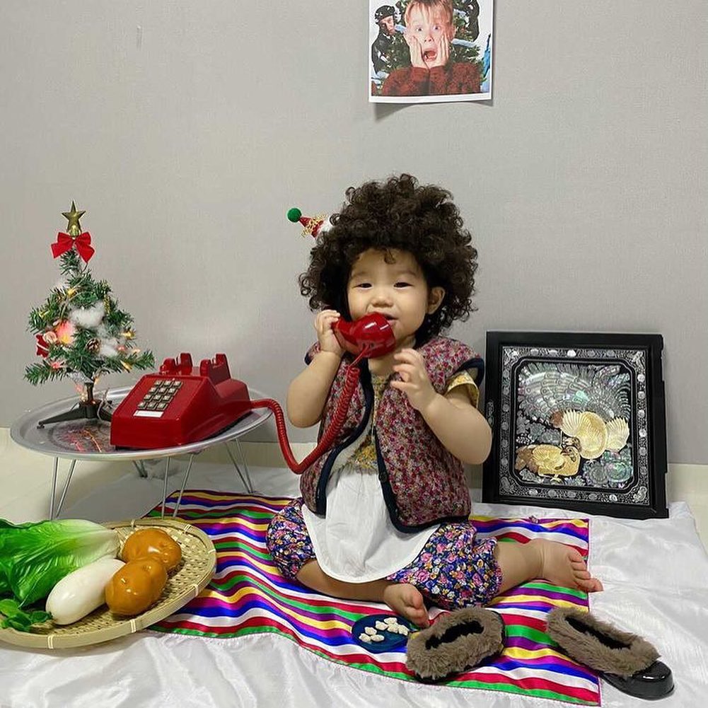 (소품대여/ 툴리툴리) 복고아줌마 아기 셀프촬영 200일 300일 400일 애플비셀프 이미지 7