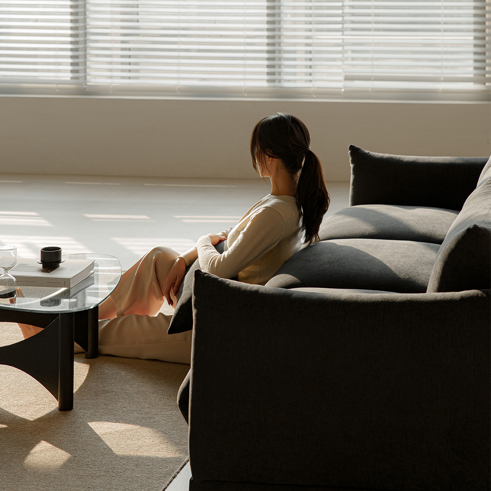 퍼지 DAVIS 기능성 원단 패브릭 모듈 소파 블랙, 4인용