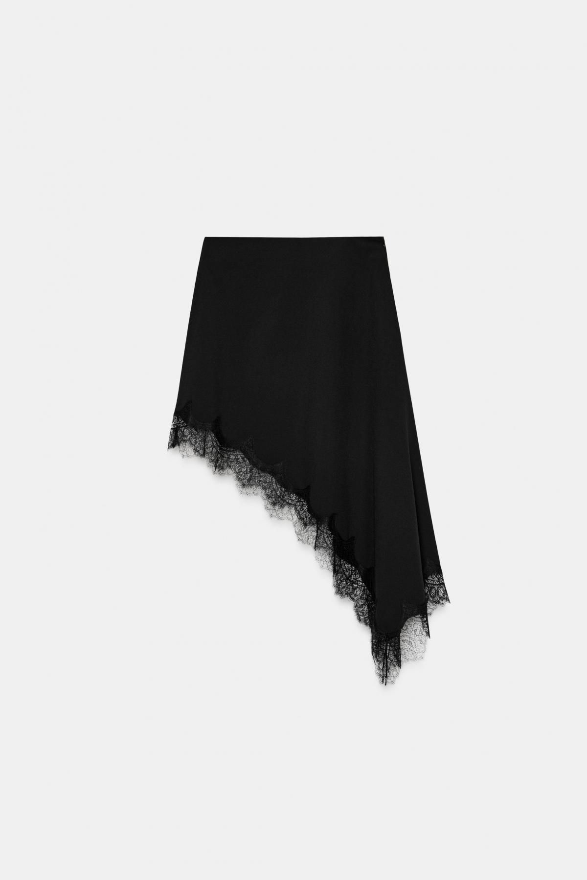 자라 비대칭 레이스 울 혼방 미니 스커트 9698/606 BLACK - 상품 이미지