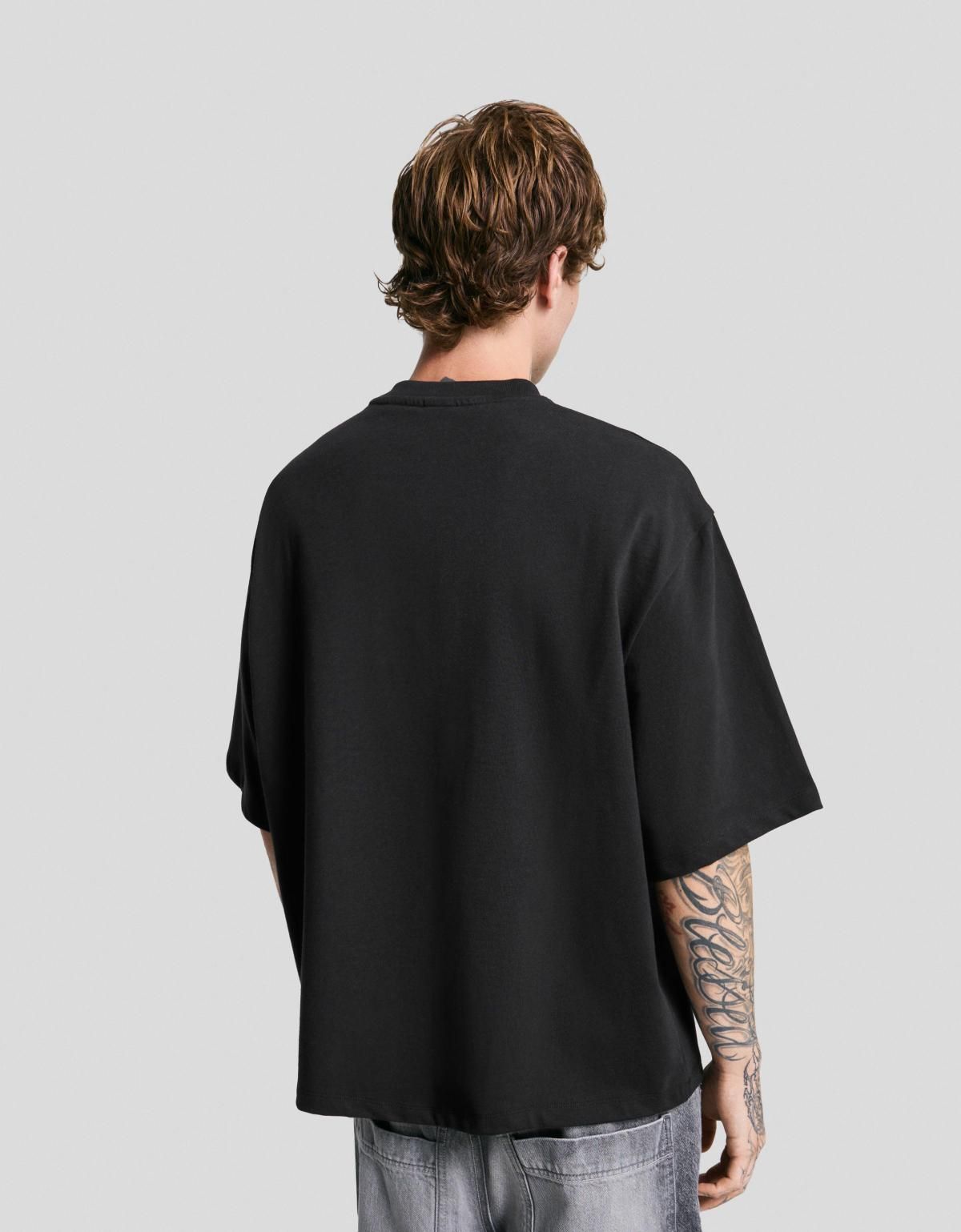 버쉬카 플러시 오버핏 블랙 반팔 티셔츠 8094/116 BLACK - 상세 이미지 4