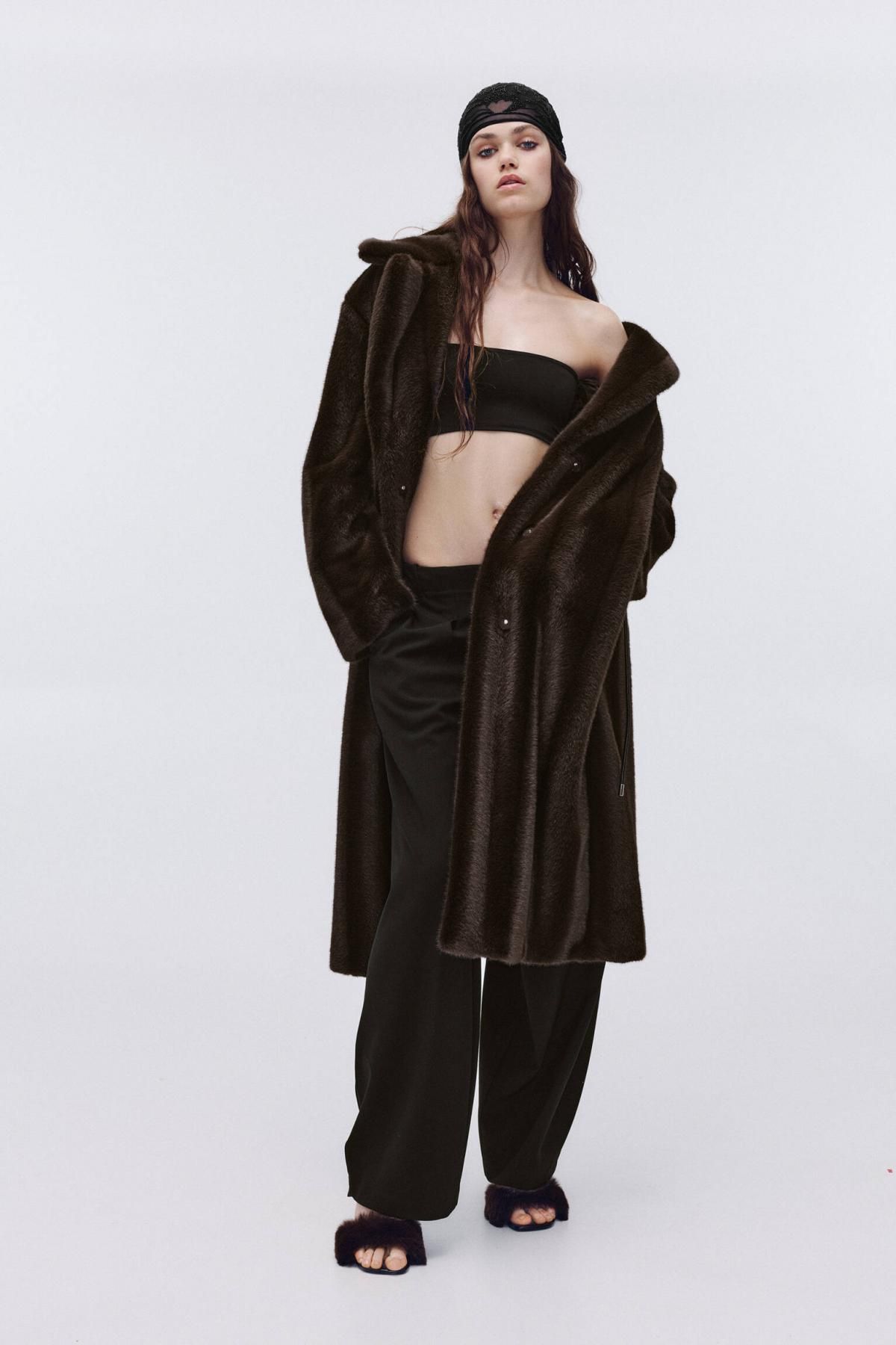풀앤베어 럭셔리 페이크 퍼 벨트 롱 코트 7800/315 CHOCOLATE - 상세 이미지 2