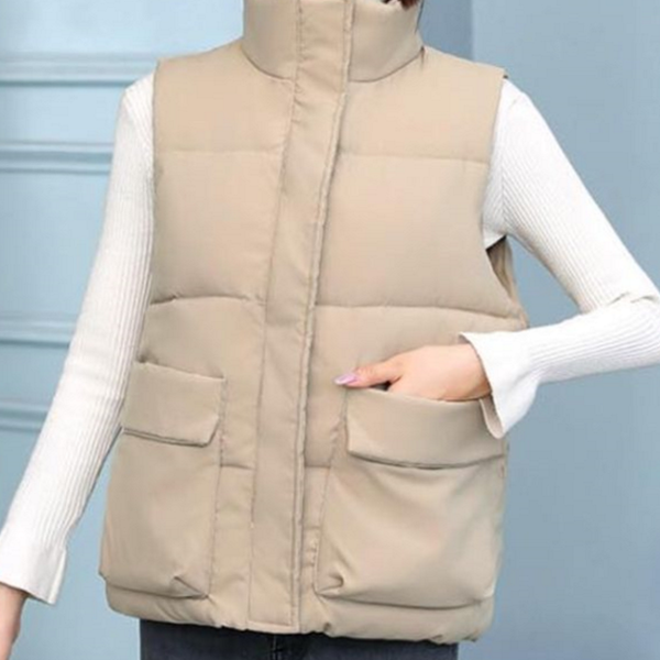 경량 여성 하이넥 패딩 조끼 루즈핏 여자 패딩 조끼 - 상품 이미지