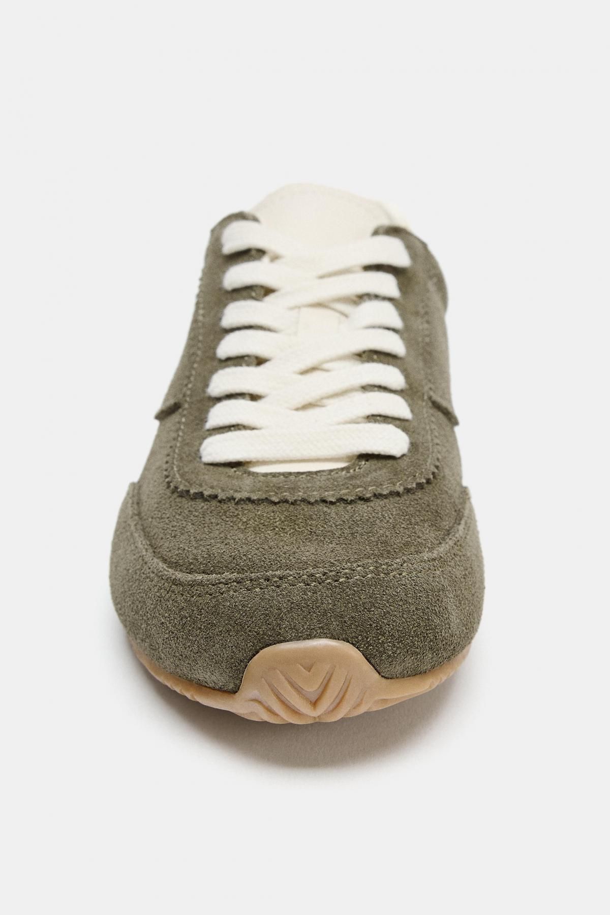 자라 스웨이드 배색 로우탑 스니커즈 5048/610 KHAKI GREEN - 상세 이미지 4