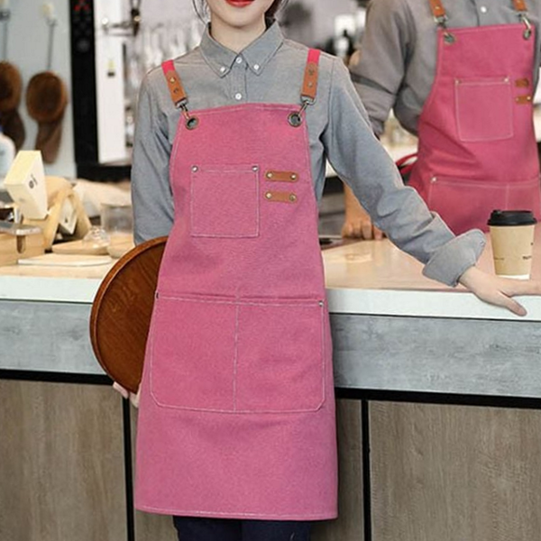 코튼 캔버스 앞치마 워크 포켓 앞치마 남녀공용 바리스타