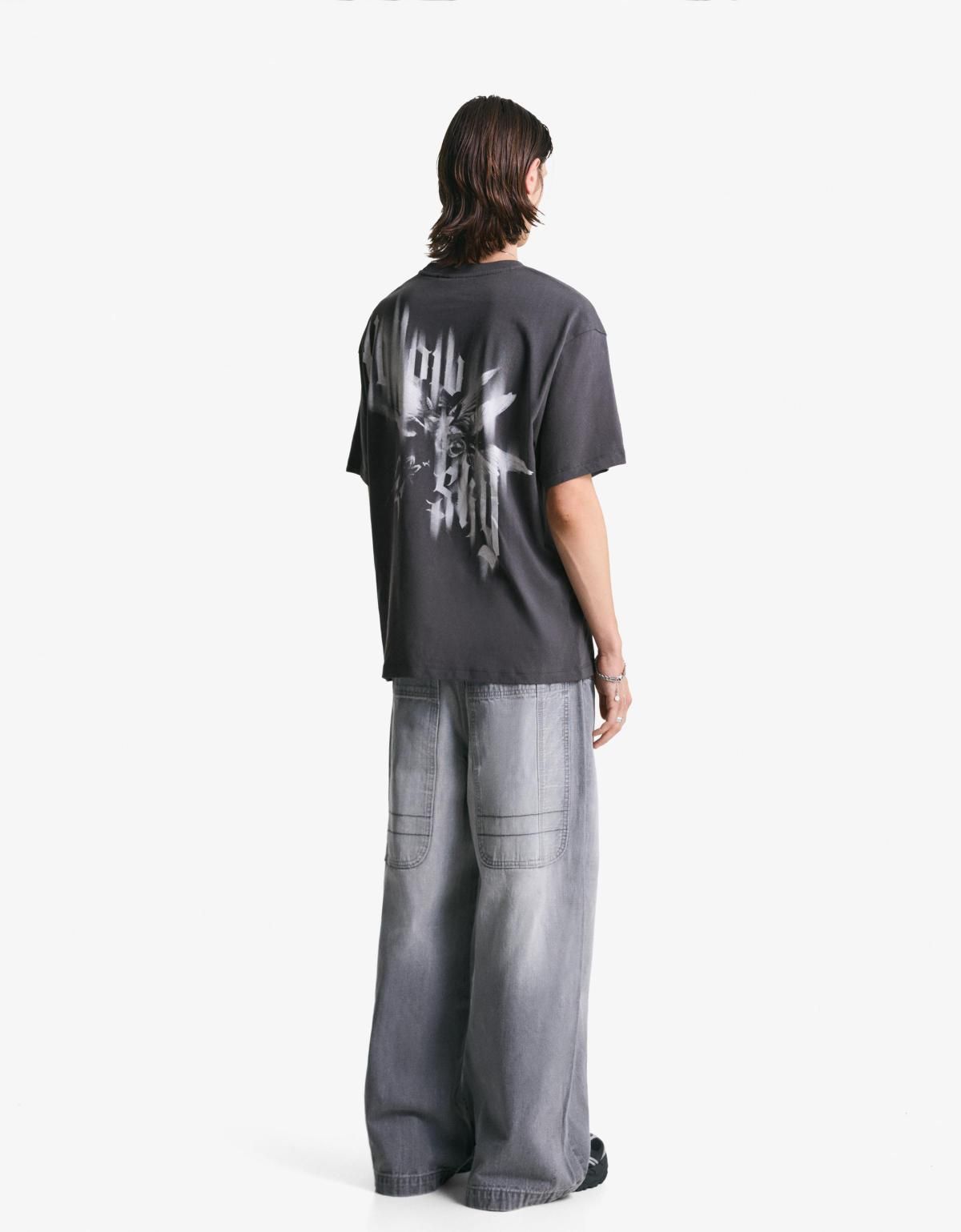 버쉬카 프린트 오버핏 반팔 티셔츠 8058/071 GREY - 상세 이미지 5