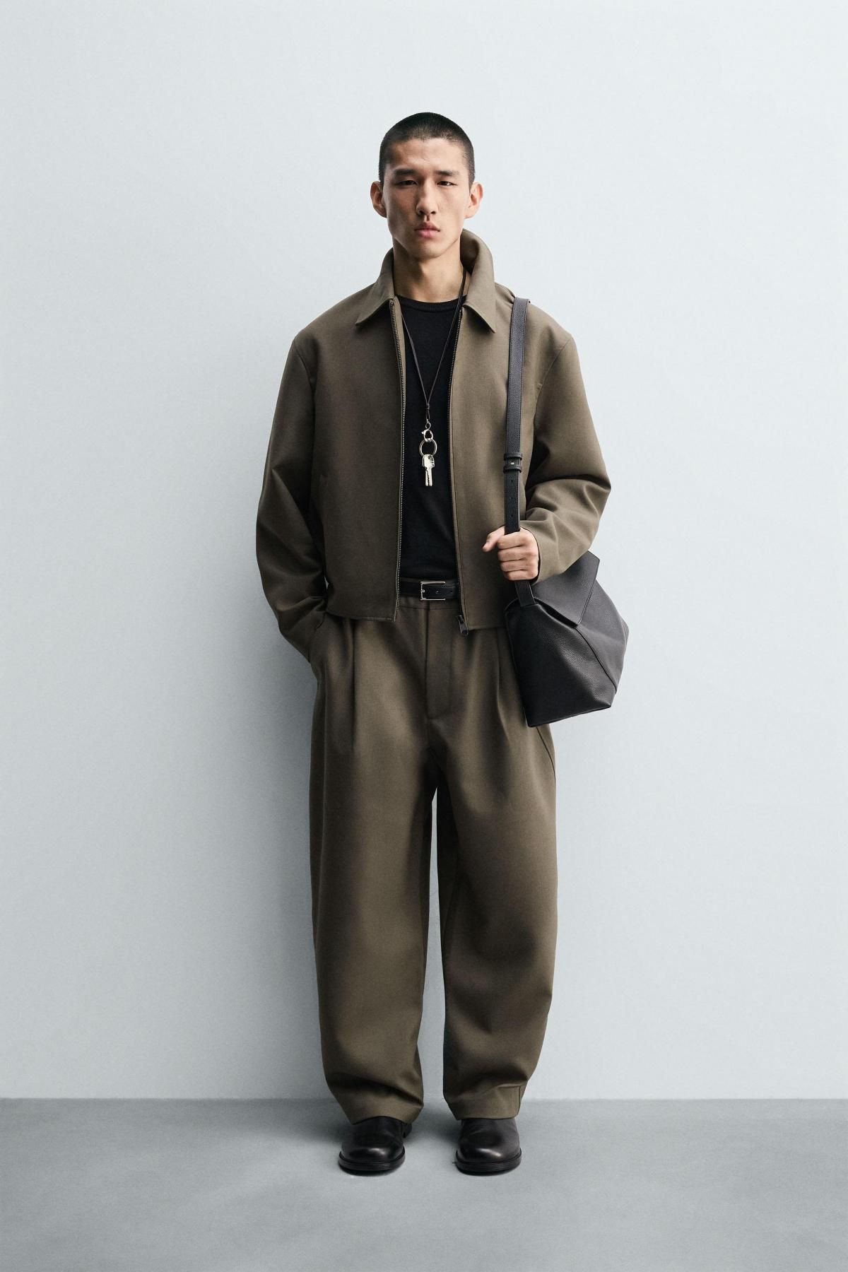 자라 벌룬핏 플리츠 와이드 슬랙스 팬츠 5854/180 KHAKI - 상세 이미지 2