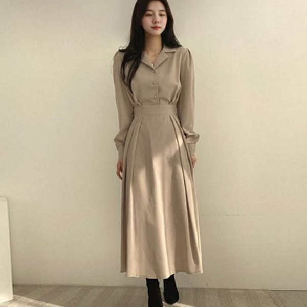 데일리 여성 롱 원피스 하객 여성 캐주얼 원피스 겨울 - 상품 이미지