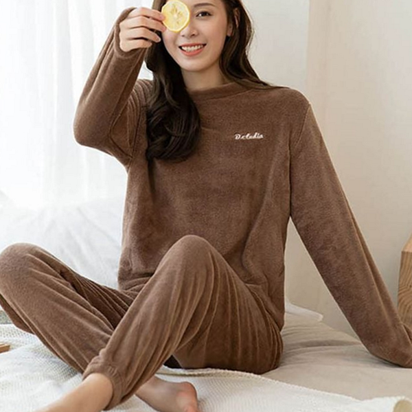 극세사 여성 잠옷 상하 세트 웨어 여성 수면 잠옷 - 상품 이미지