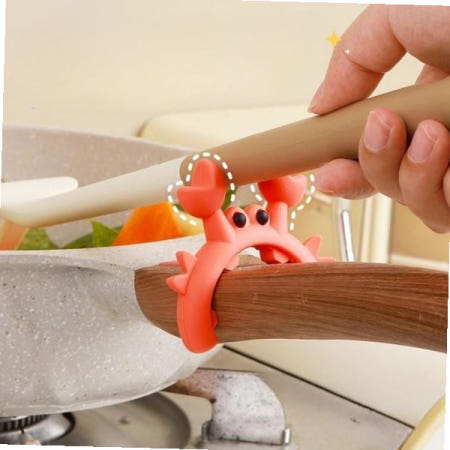 실리콘 후라이팬 국자 조리도구 받침대 레드 꽃게 1P