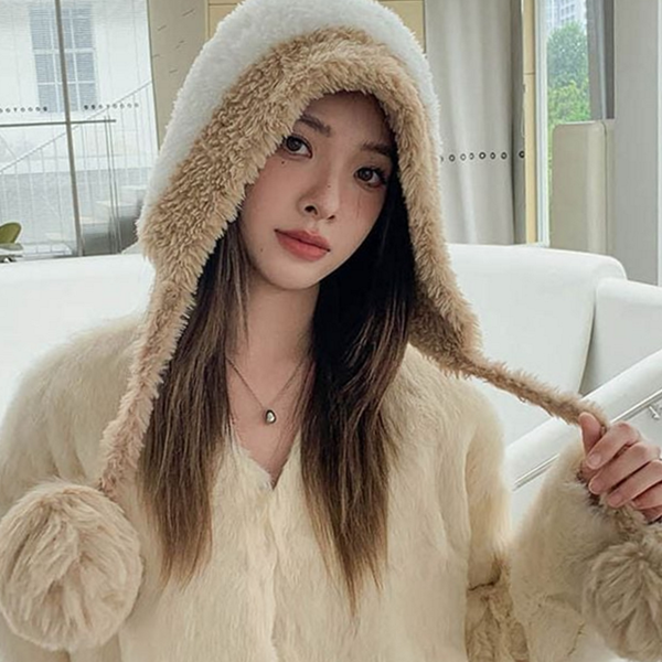 방울 귀달이 모자 귀마개 겨울 귀달이 모자 페이크 방한 - 상품 이미지