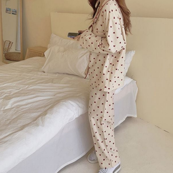 상하의 여자 피치 잠옷 실내복 여성 기모 잠옷 - 상품 이미지