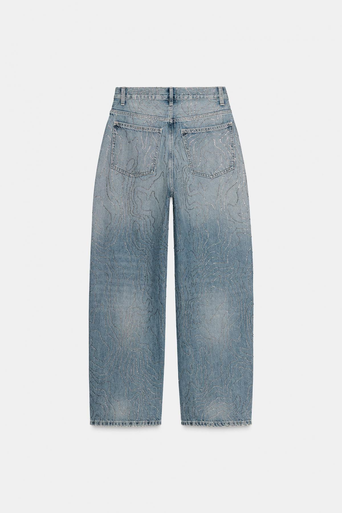 자라 하이웨이스트 글리터 스트레이트핏 진 8727/218 BLUE 이미지 7