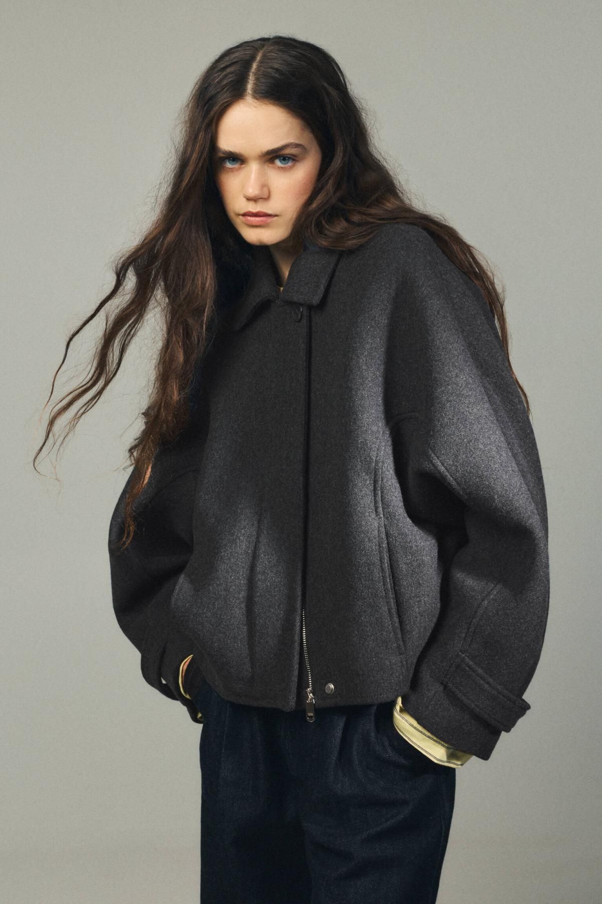 풀앤베어 만테코 울 블렌드 숏 코트 7800/369 MEDIUM GREY - 상세 이미지 2