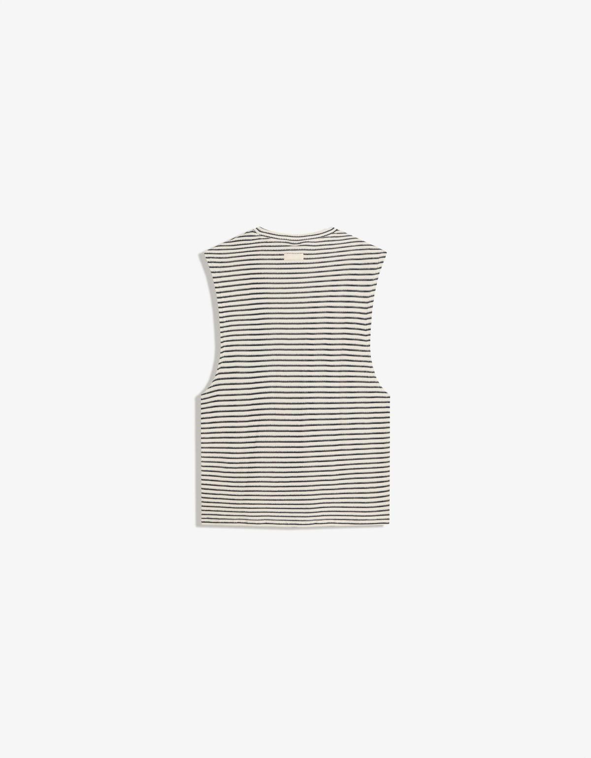 버쉬카 스트라이프 박시핏 민소매 티셔츠 8027/169 WHITE - 상품 이미지