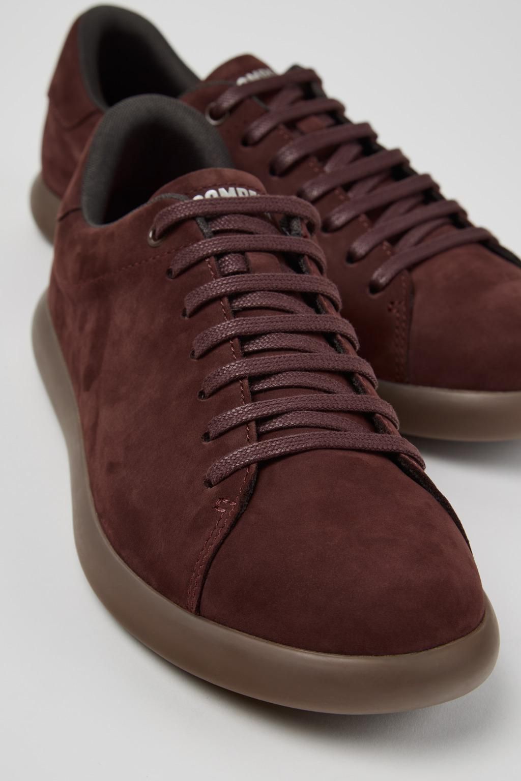 캠퍼 버건디 누벅 베이직 스니커즈 Pelotas Soller K101003-007 BURGUNDY - 상세 이미지 2