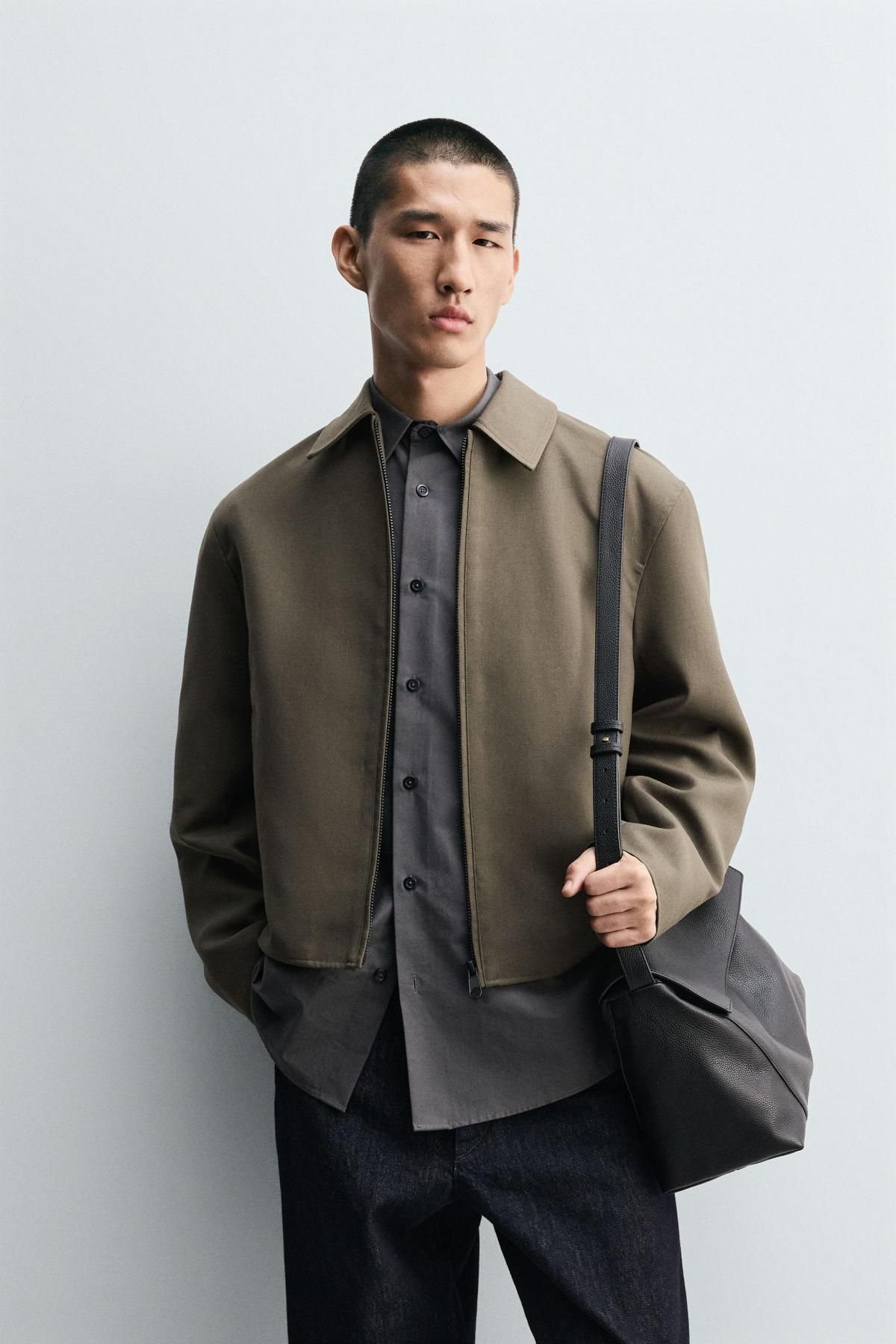 자라 테크니컬 울블렌드 크롭핏 집업 재킷 8281/550 KHAKI - 상세 이미지 3