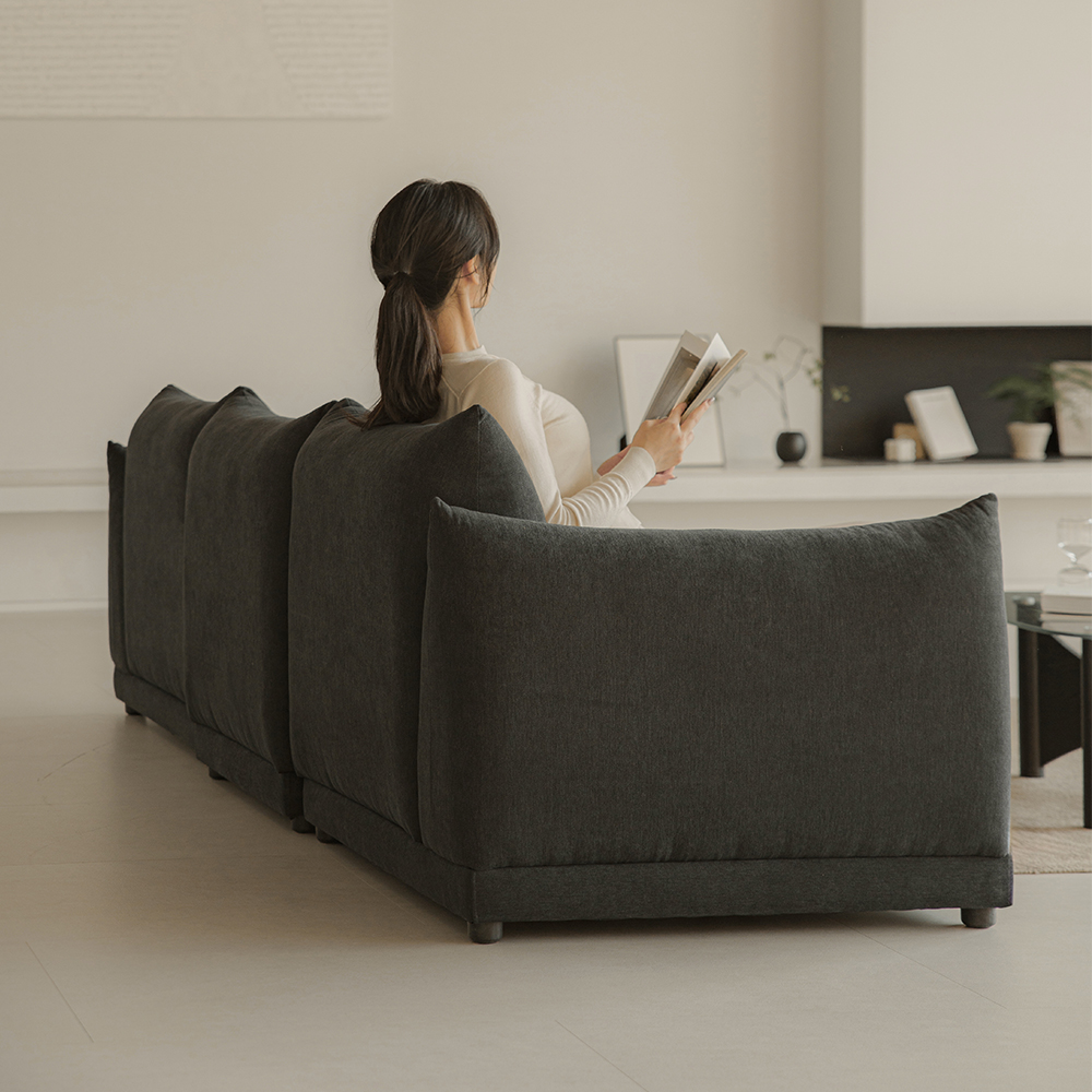 퍼지 DAVIS 기능성 원단 패브릭 모듈 소파 블랙, 4인용