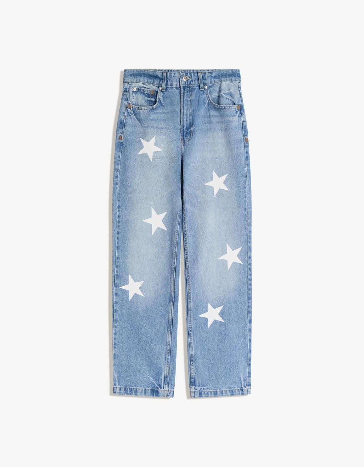 버쉬카 스타 프린팅 스트레이트핏 데님 청바지 5389/335 LIGHT BLUE - 상세 이미지 2