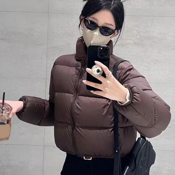 하이넥 여성 크롭 패딩 베이직 여성 숏 패딩 데일리 - 상품 이미지