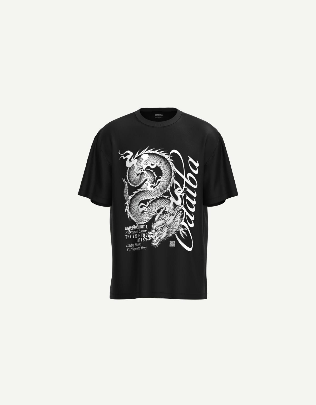 버쉬카 드래곤 프린트 오버핏 후드티 2353/860 BLACK - 상세 이미지 5
