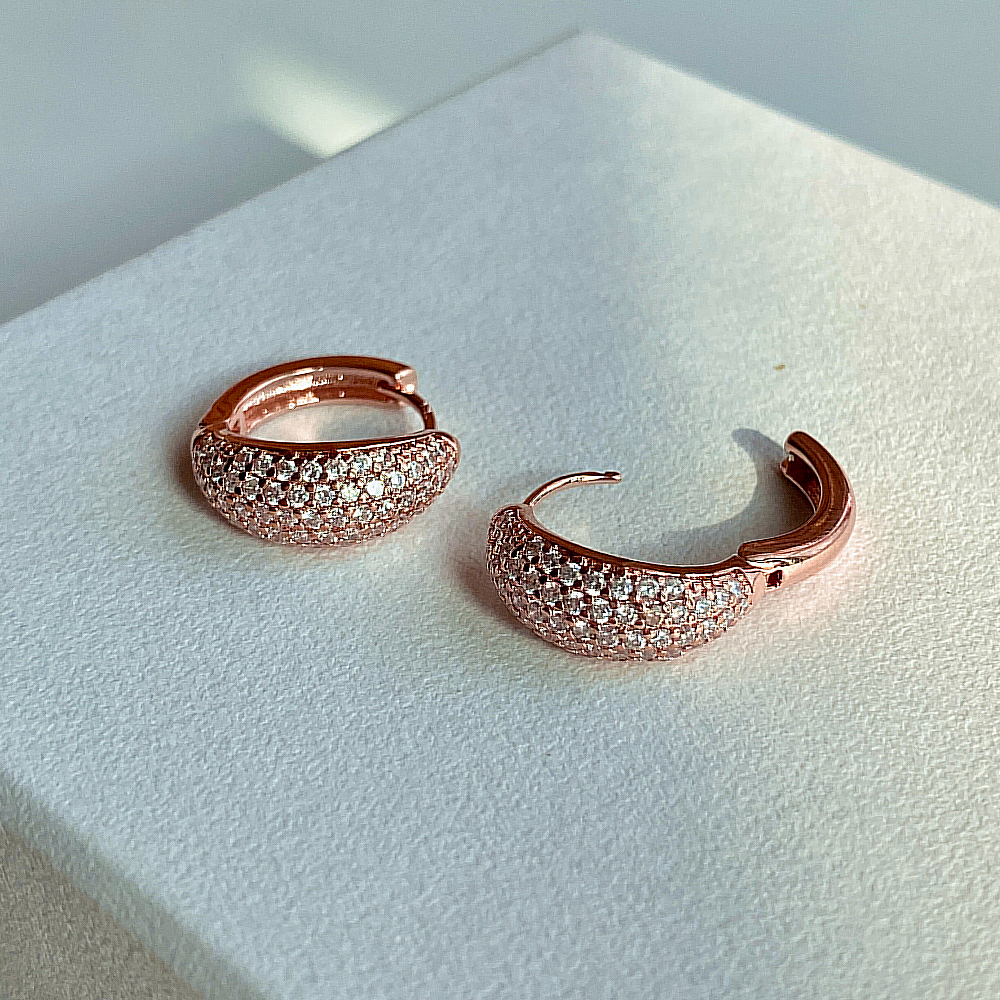 [Color Cubic] 모노그래프 캐럴 여성 주얼리 큐빅 원터치 미니링 핑크 블루 데일리 귀걸이 Rosegold 이미지 8