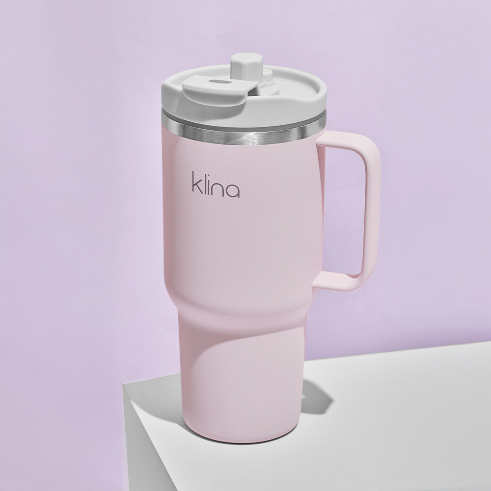 클리나 대용량 텀블러 보온보냉 빨대 텀블러 900ml, 퍼플 - 상세 이미지 2