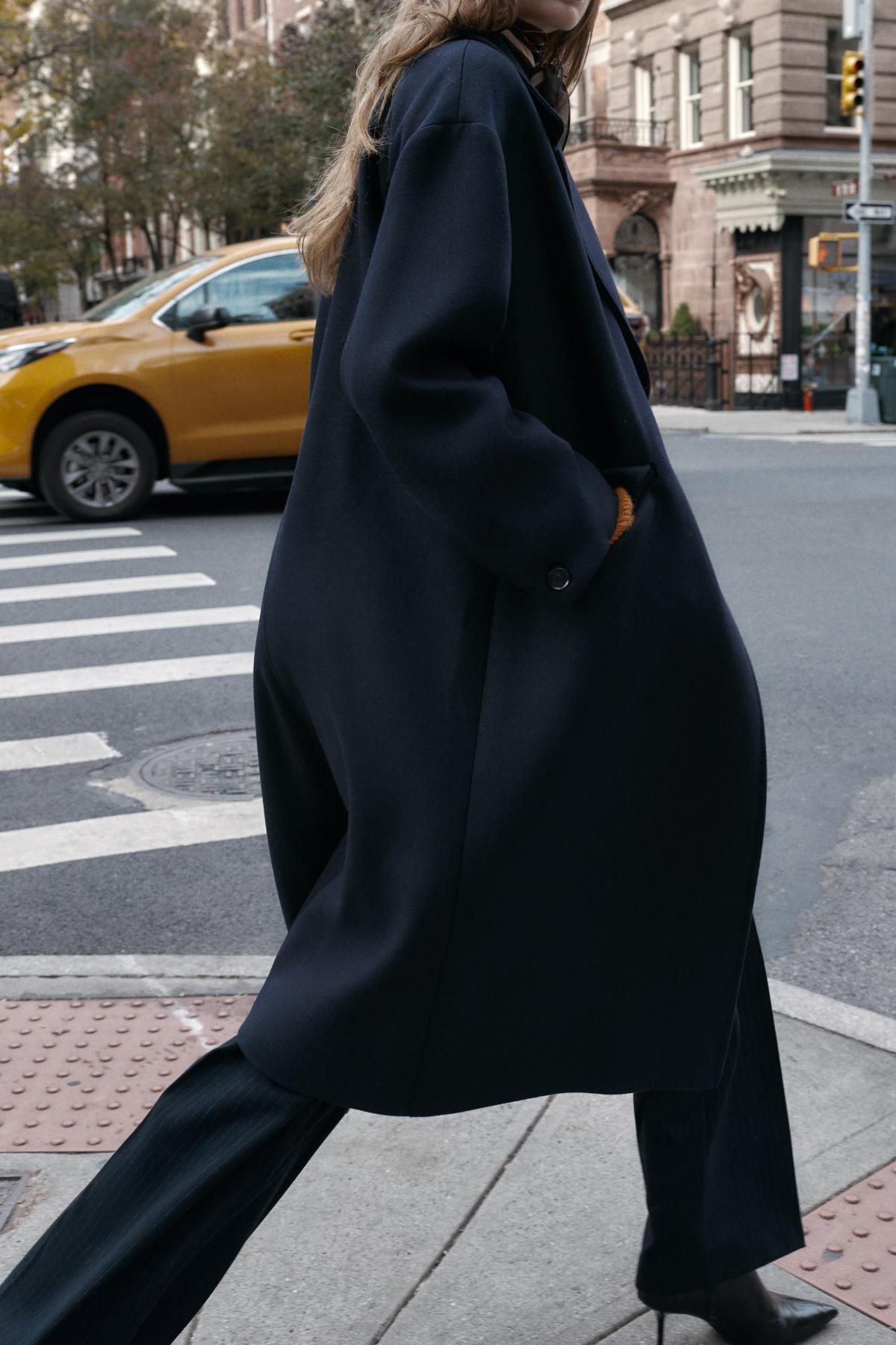 자라 오버사이즈 울 롱 코트 8465/376 NAVY BLUE - 상세 이미지 5