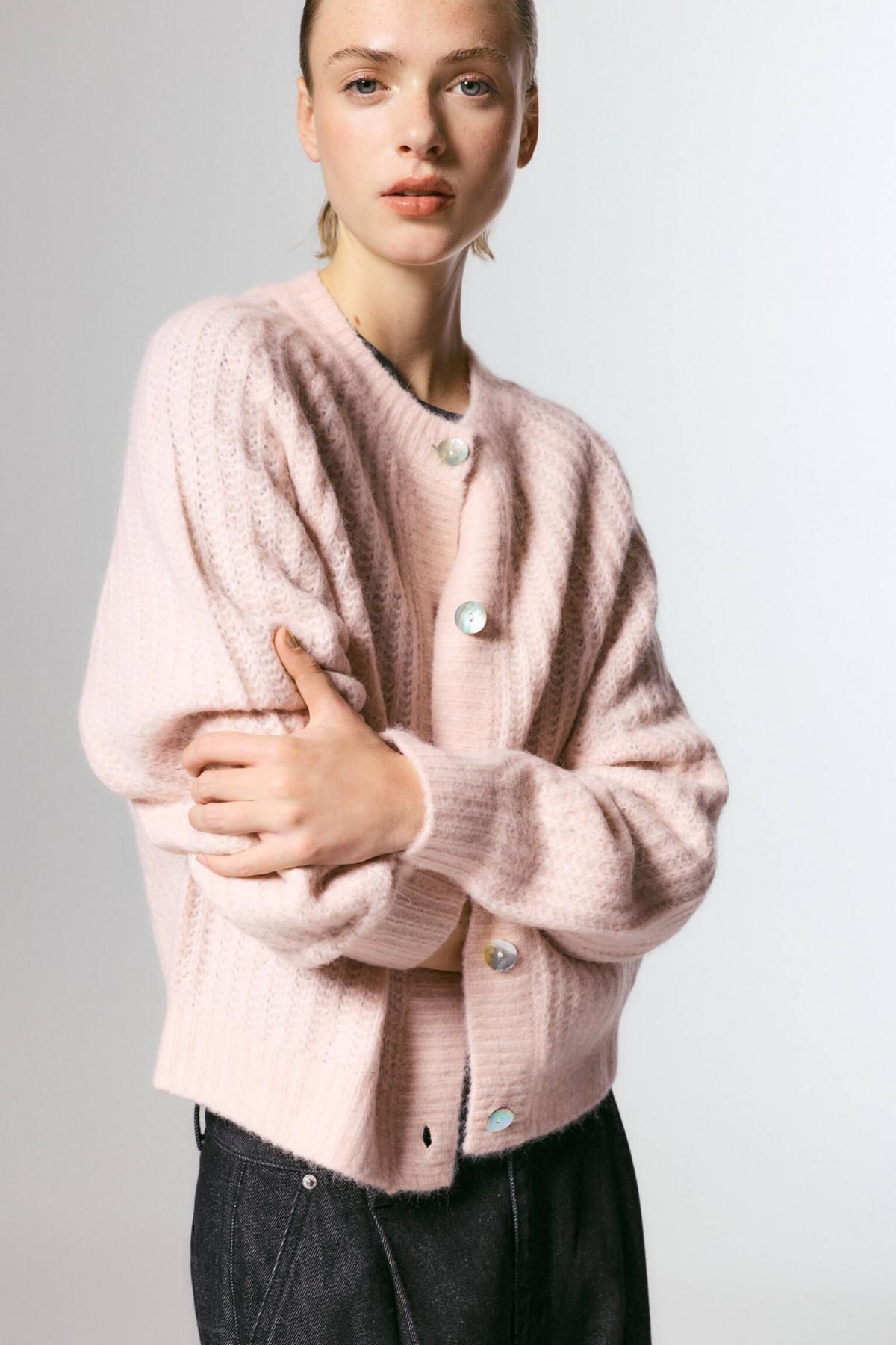 풀앤베어 소프트 라운드넥 울 알파카 니트 가디건 7553/402 ROSE PINK - 상세 이미지 2