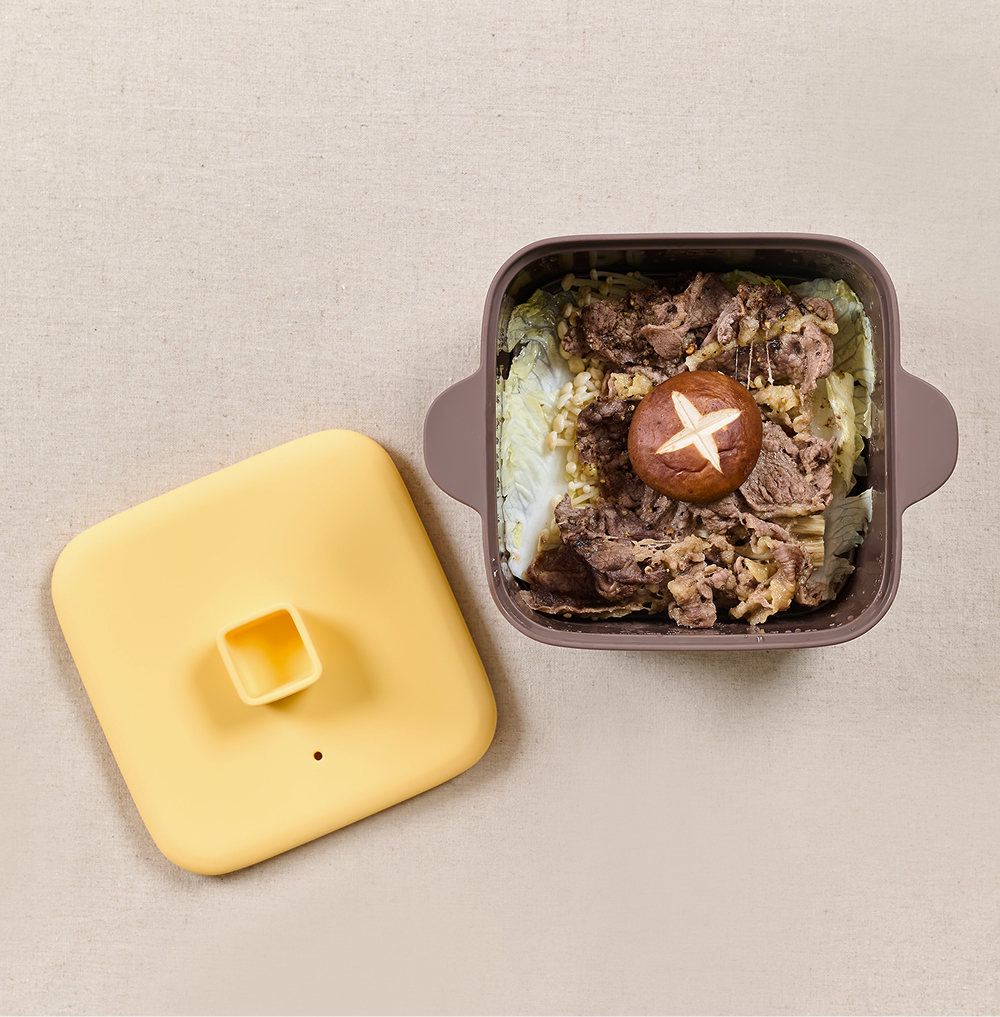 르메이드 실리콘 전자레인지 찜기 계란찜 라면 용기 1200ml 단밤 - 메인 이미지