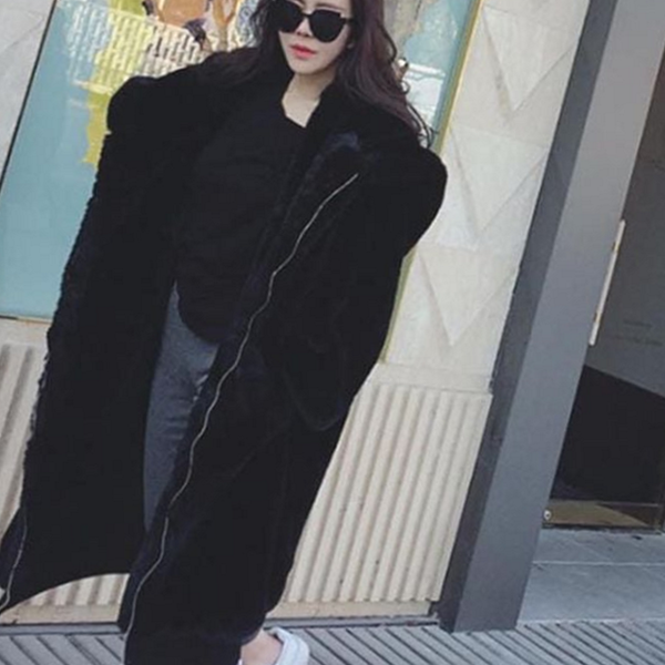 페이크 여성 퍼 자켓 데일리 롱 퍼 자켓 따뜻한 - 상품 이미지