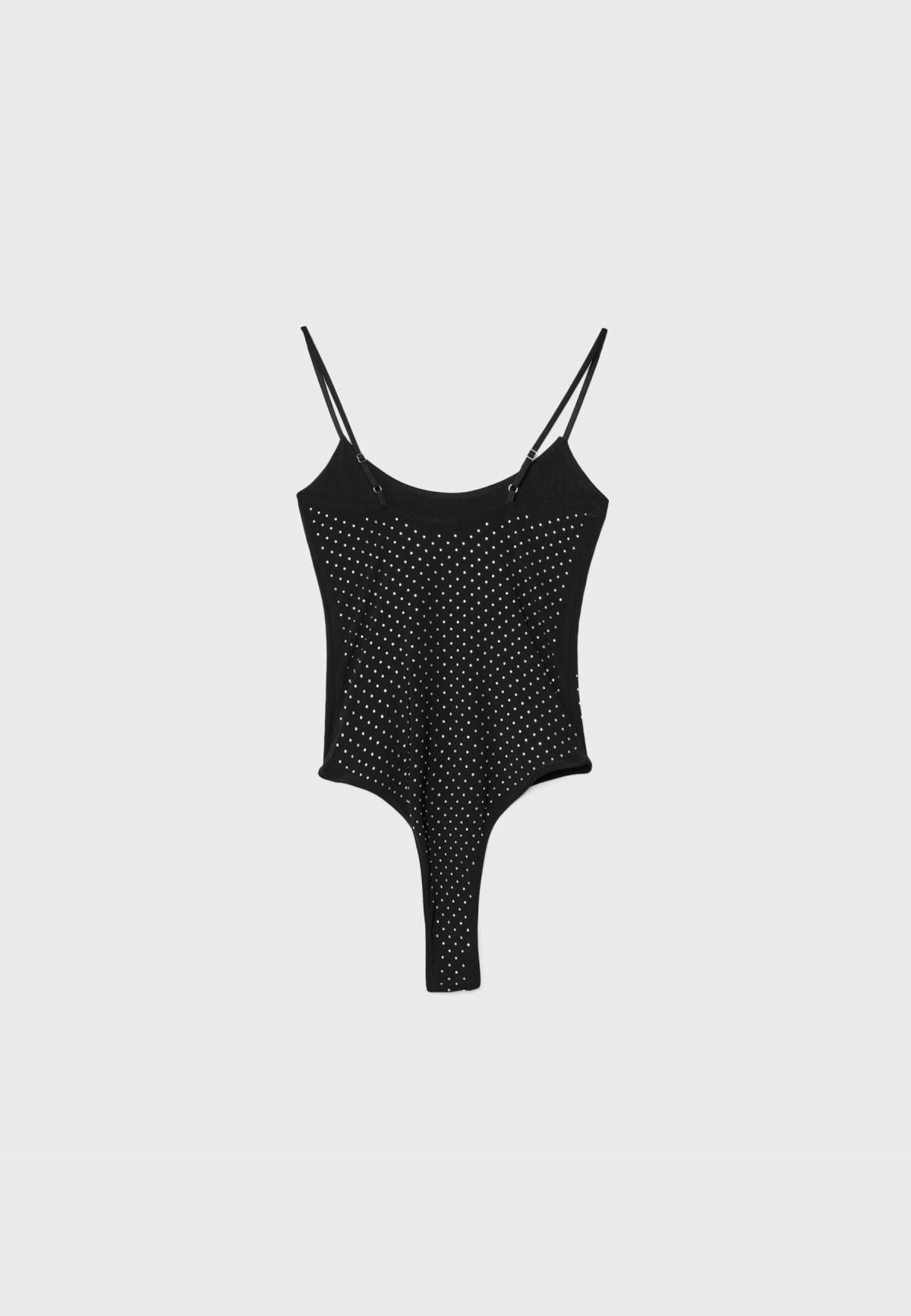 스트라디바리우스 글리터 라인스톤 스트랩 바디슈트 6792/972 BLACK - 상세 이미지 3