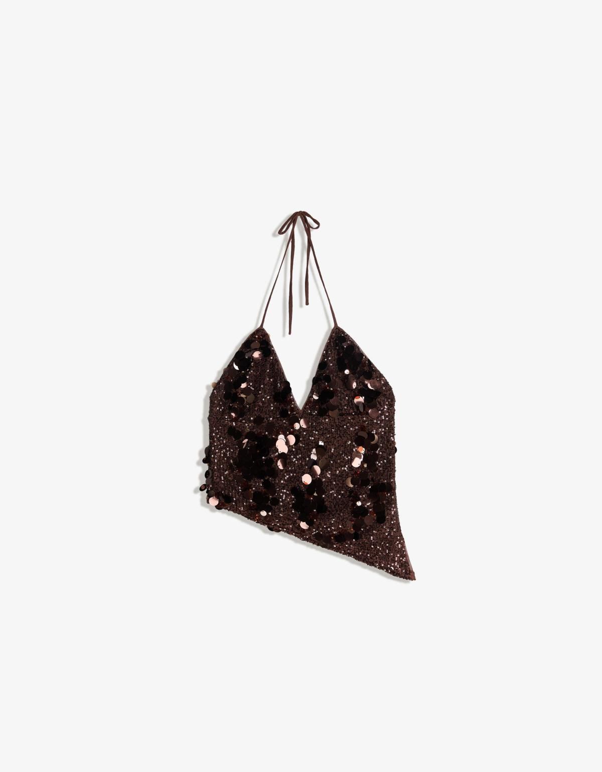 버쉬카 글리터 시퀸 스트랩 탑 0050/662 BROWN - 메인 이미지