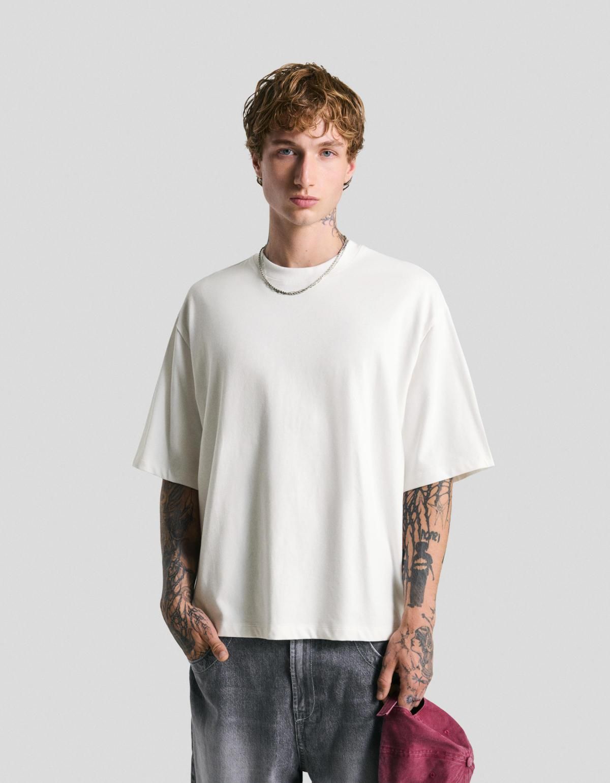버쉬카 플러시 오버핏 반팔 티셔츠 8094/116 OFF WHITE - 상세 이미지 4