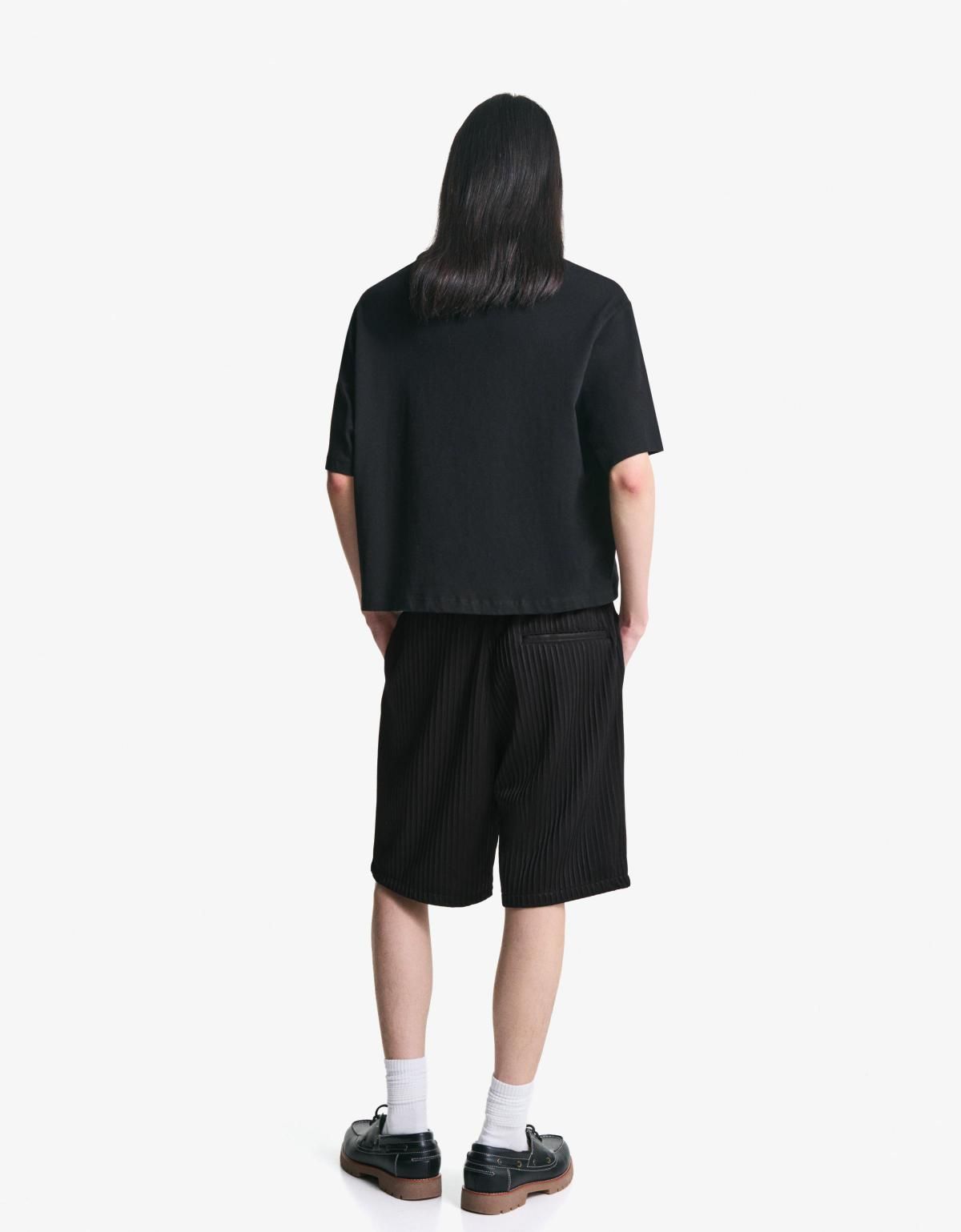 버쉬카 플리츠 와이드 스케이터 반바지 8435/662 BLACK - 상세 이미지 5