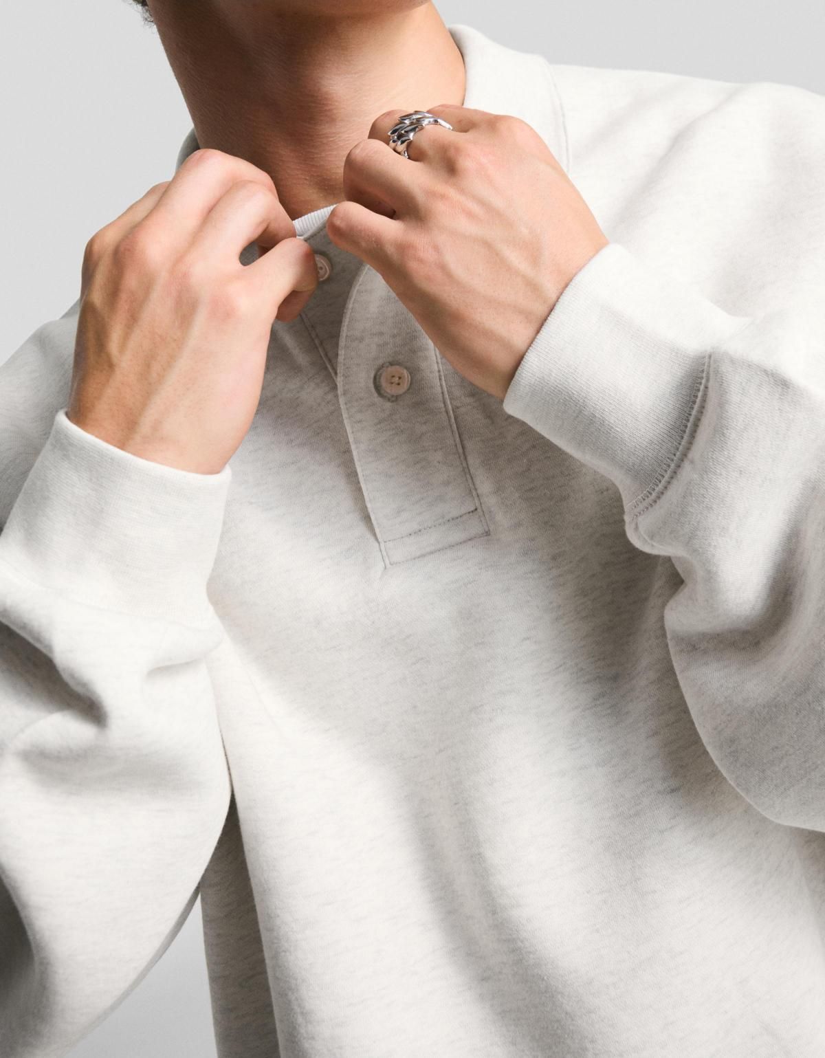 버쉬카 미니멀 폴로 칼라 스웨트셔츠 7371/094 GREY - 상세 이미지 5