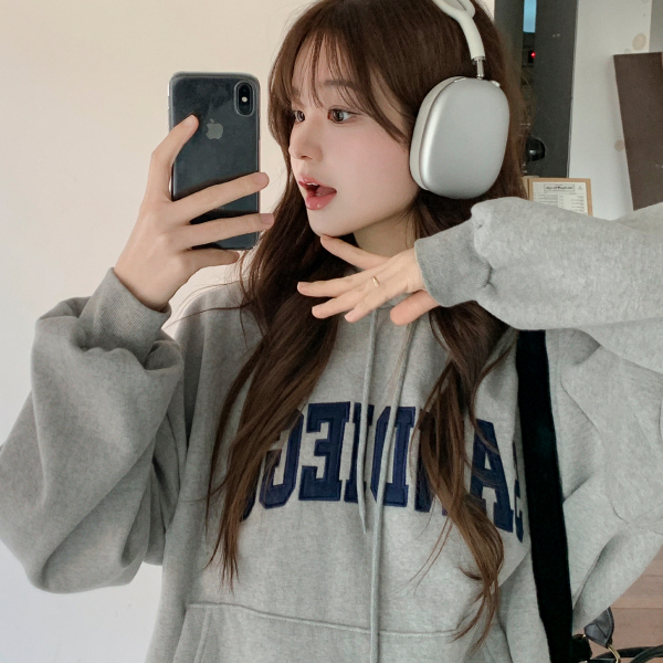 양기모 레터링 자수 후드 티셔츠 ts4767 - 상품 이미지