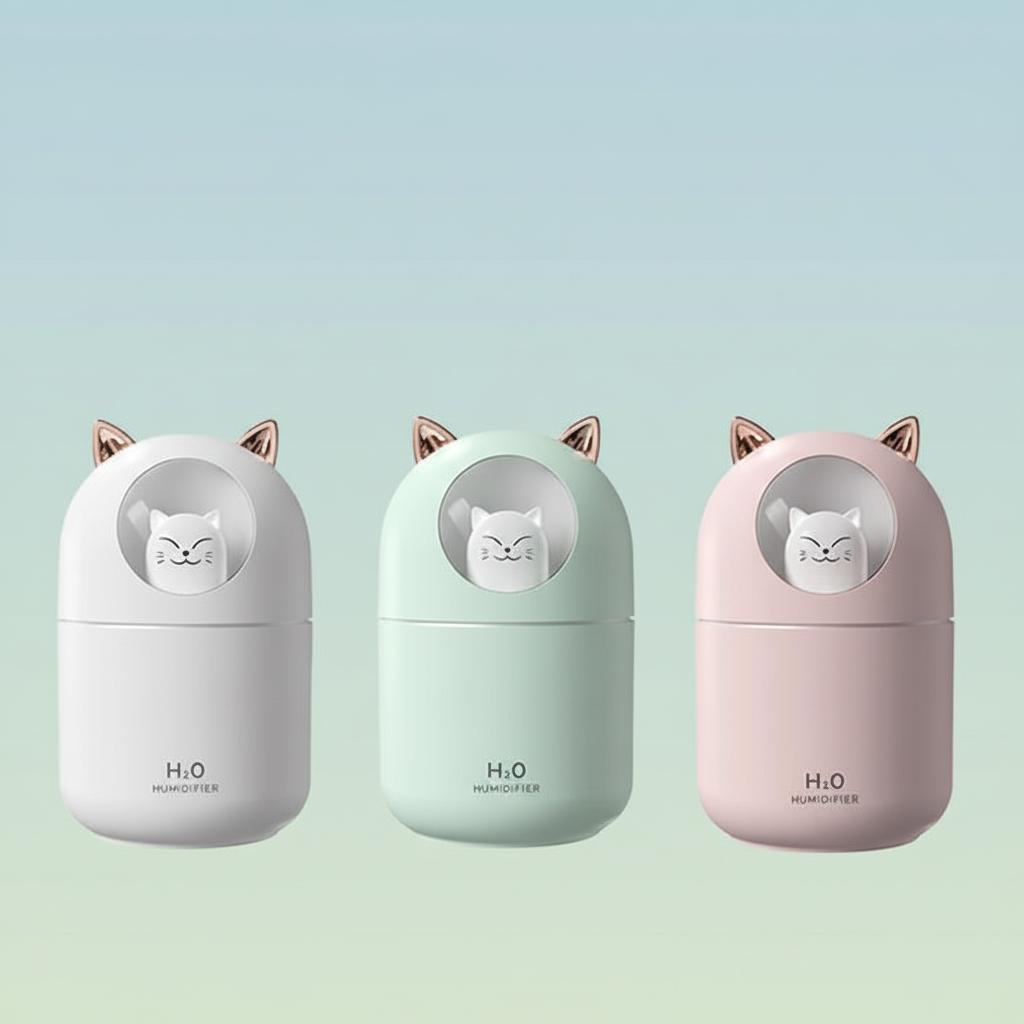 가습기 애완 고양이 300ml 대용량 미니가습기 USB 가습기 무드등 필터 5개포함 KC인증 대량구매 - 상품 이미지