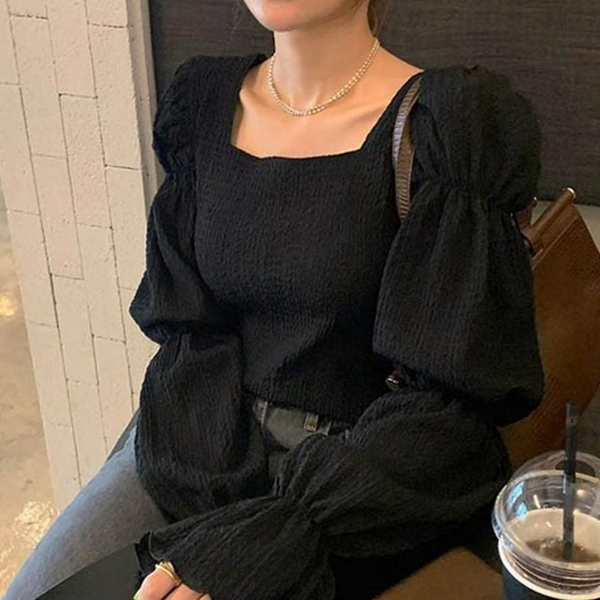 데일리 여성 블라우스 오피스 스퀘어넥 블라우스 하객룩 가을 - 상품 이미지